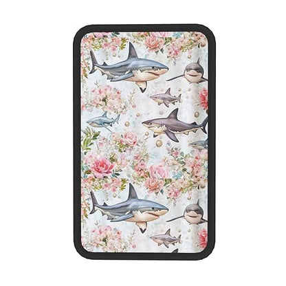 Sharks Sea Life with Pink Car Auto Armrest Cushion Cover Accessories Center Console Seat Box Pad Protector Universal Decoration for Most Vehicle SUV Truck