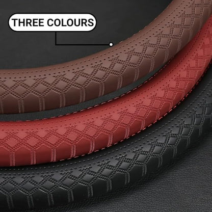 Corium Leather Steering Wheel Cover Rubber Inner Ring All Car Universal Four Seasons Universal Anti-Slip15 16 17 18 19 inch for Truck (Black, 15inch)