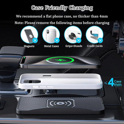 Wireless Car Charger Pad for Dodge Durango Hornet Journey Nitro 2000-2026, Type-C/USB 20W Car Wireless Charger Non-Slip Phone Charging Pad Car Accessories,A 30cm Cable Type-C Plug
