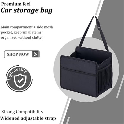 Car Seat Back Organizer, Foldable Vehicle Backseat Storage Hanging Bag with Mesh Pocket, Multipurpose Auto Headrest Storage Pouch Organizer Accessory, Universal Fit (Litchi Pattern Black)