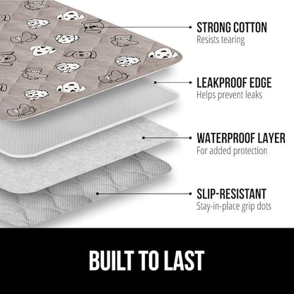 GORILLA GRIP Washable Puppy Pads, 18x12, Slip Resistant Dog Crate Mat, Waterproof Cloth Pee Pad for Training Puppies in Playpen, Reusable Pet Incontinence Blanket, Protects Sofa, Dog Faces