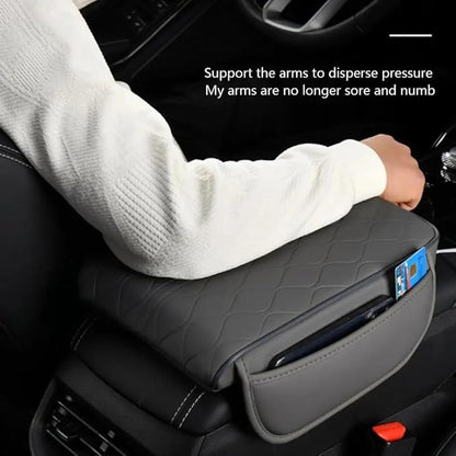 Car Center Console Cushion for 9th Gen Toyota Camry LE SE XLE XSE 2025 2026, Nappa Leather Memory Foam Armrest Cover with Side Storage Pockets, Auto Elbow Support Pad 1pc,Black