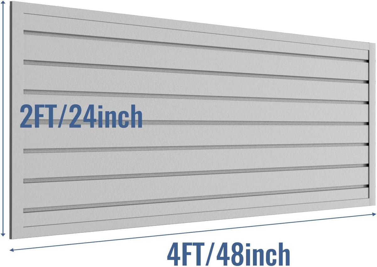 Slatwall Panel Garage Organizer PVC Slatwall Heavy Duty Wall Mounted Rack, Interlocking Slat Wall Panels for Tool Organization Peg Board(Grey 4 x 2 ft)