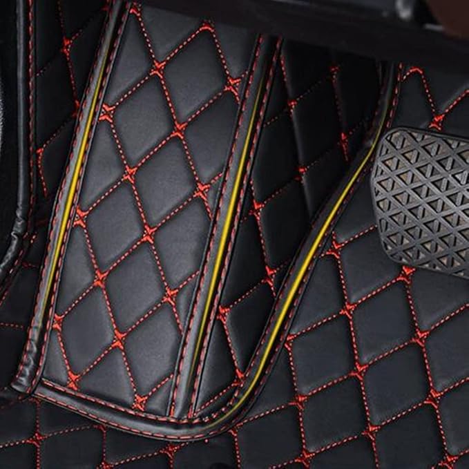 Custom Making Car Floor Mats Compatible with Audi BMW Mercedes-Benz Toyota Lexus Honda Infiniti Nissan Hyundai Kia All Models 2005-2026 (Red Wine and Black)