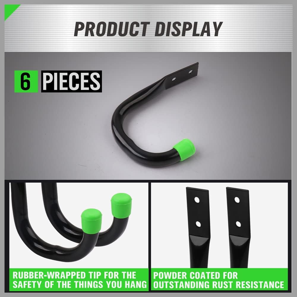 SWANLAKE Heavy Duty Garage Storage Utility Hooks, Utility Hooks for Garage Wall,Color Black (6PCS)