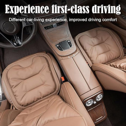 Skin-Friendly & Dirt-Repellent Leather Seat Cushions, 2026 Car Seat Cushion for Driving, 1.57" Thick Comfort Seat Protector, Universal Non-Slip Memory Foam Pad for Car (Brown, Backrest Cushion)
