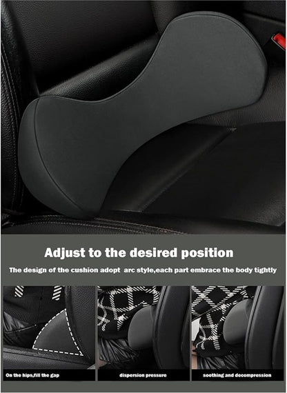 Memory Foam Car Seat, Car Lumbar Support Pillow Tailbone Support Cushions, Back Pad Massager Waist Cushion for Car Seat, Office Chair(1 Gray)