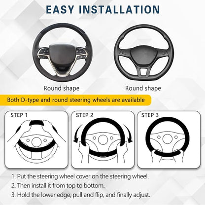 Car Steering Wheel Cover, Steering Wheel Accessories, Universal 15 Inch Microfiber Breathable LCE Silk, Car Accessories Breathable Anti-Slip Protector Universal for SUV Sedan Truck (Green)