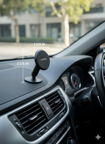 LX-PH01 Aluminum Alloy Compact Magnetic Car Phone Holder 360° Metal Matte Black Phone Mount Cell Phone Holders for Your Car/Gym/Mirror Mount for iPhone Samsung Pixel Mobile Phone.