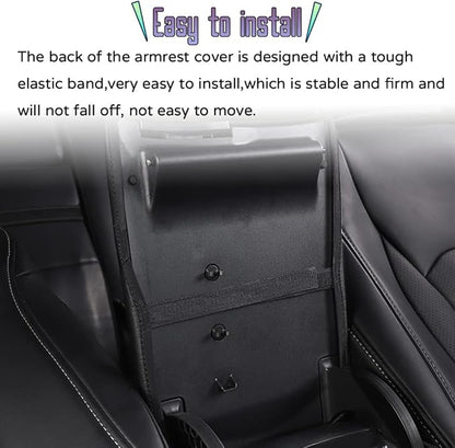 Custom Interior Accessories for Lexus RX 350 350L 450h 2015 2016 2017-2022 PU Leather Center Console Armrest Box Cover Armrest Cushion Central Armrest Protector Pad(Black with White Stitching)