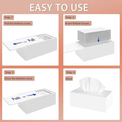 SILUT Acrylic Tissue Box Cover, Tissue Box Cover Rectangle, Modern Tissue Box Holder, Facial Tissue Cover for Bathroom, Kitchen Office Hotel - Shiny White