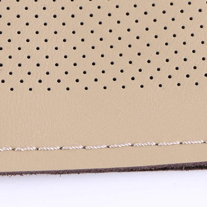 Elegant Beige Genuine Leather Car Steering Wheel Cover Men Business Style 15 Inch Fit Toyota Ford GM Accord Etc Most Cars