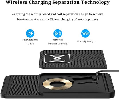 Wireless Charging Pad for Car for GMC Terrain 2010-2026, 20W Fast Wireless Car Charger Pad Type-C/USB Non-Slip Phone Charging Mat,B 30cm Cable USB Plug
