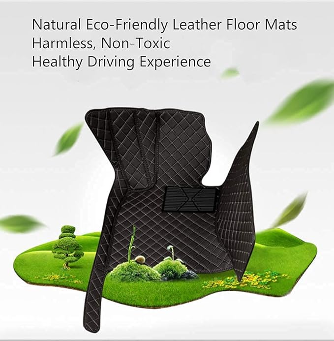Custom Making Car Floor Mats Compatible for 2000-2025 All Mode Sedan SUV Sports Car Full Coverage Cute Pads Protection Non-Slip Leather Floor Liners (Black+Wine Red Edge)