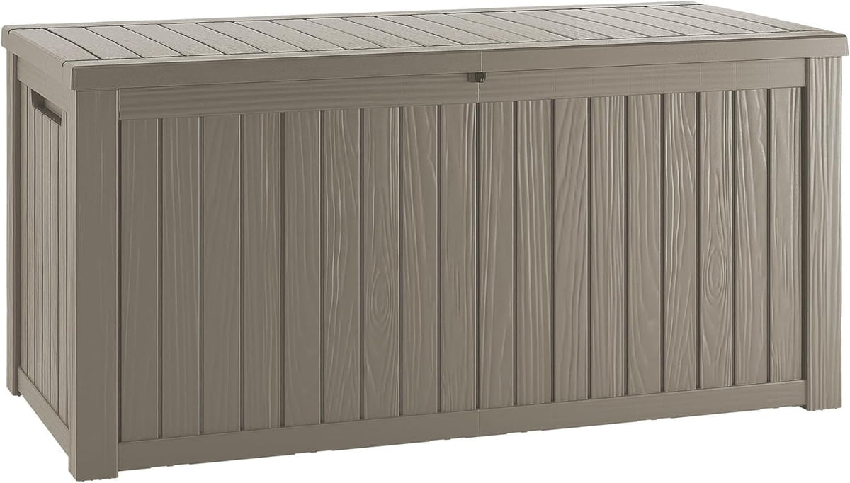 TARKARI 180 Gallon Lockable Resin Deck Box, Waterproof & UV-Resistant Outdoor Storage Box for Outdoor Cushion Storage, Garden Tools & Pool Accessories Storage, Gray