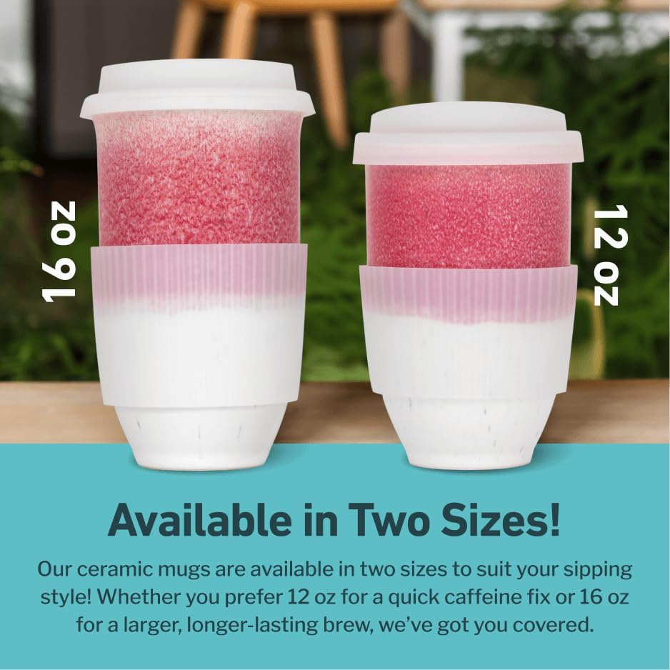 NOVA CERAMICS Coffee Travel Mug - Coffee Travel Cup – Microwave & Dishwasher Safe Coffee Pink Tumbler - Gifts For Women Men Him Her – 16oz – Coral Pink