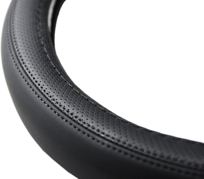 Nappa Napa Leather & Stitched Perforated Leather Steering Wheel Cover with Rubber Shaping Interior,Sweat Absorbent for 14½" to 15" car Pickup SUV 14.5 to 15 inches
