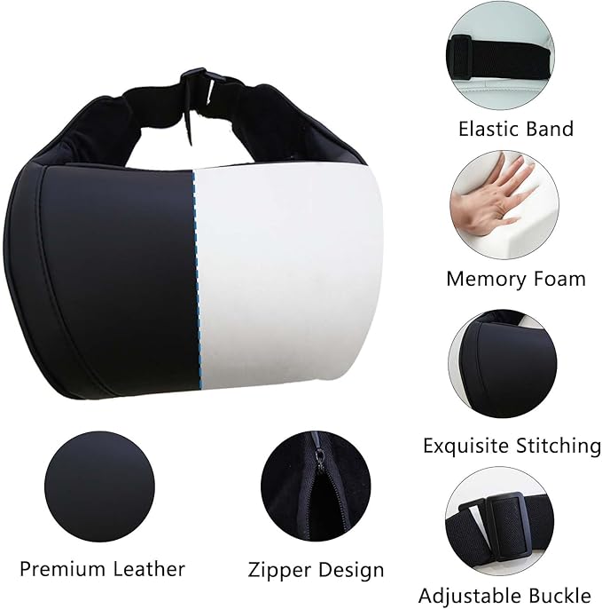 Car Neck Pillow Memory Foam Automotive Seat Cushions of Headrests for Relieving Neck Stiffness Seat Neck Support Pillow, Fits All Vehicles, 2 Pieces, Black