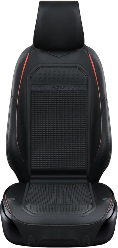 FLORICH Front Car Seat Covers Leather Seat Covers Waterproof Seat Cushion Protector Universal Fit for Cars SUV Truck Van, Black&Red, 1PCS