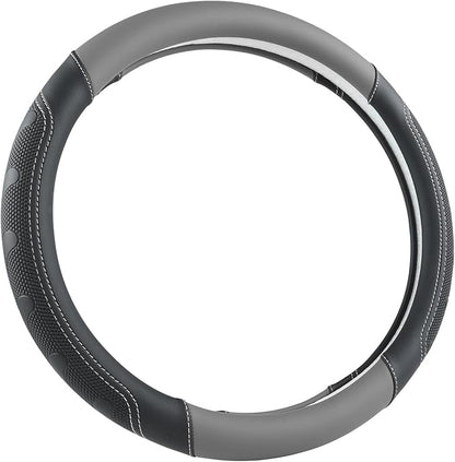 GIANT PANDA Car Steering Wheel Cover for RAM 1500 2500 3500, Compatible with Dodge RAM 15.5-16 inches - Black+Gray