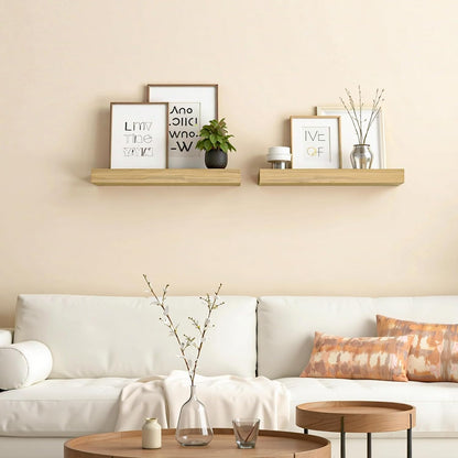 HOOBRO Floating Shelves for Wall, Wall Mounted Shelf Set of 2, 15.7" Hanging Shelf with Invisible Brackets, for Wall in Bathroom, Bedroom, Toilet, Kitchen, Living Room, Office, Natural NL40BJ01