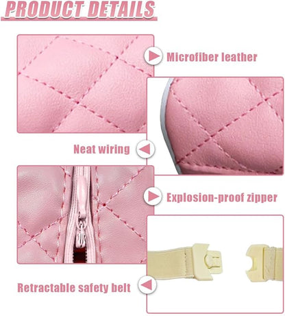 Car Tissue Holder, Soft PU Leather Auto Backseat Napkin Holder, Rectangle Hanging Tissue Box for 100-150 Standard Tissues, Universal Car Interior Storage & Organization Accessories (Pink)