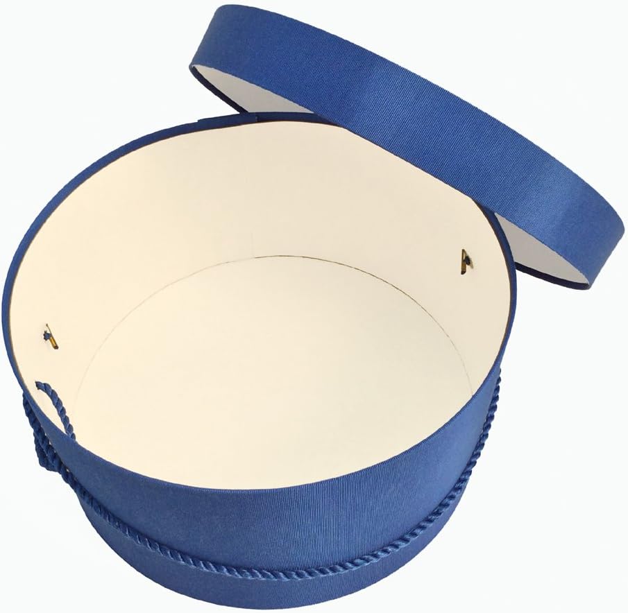 Sarah's Hat Boxes Classic Royal Hat Box – 16.75" x 8.5" (Dia. x Ht.) Handmade in USA – Odorless Non-Toxic Adhesive, Cording Handle – Premium Storage for Hats & Accessories
