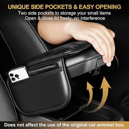 Center Console Cover Fit for Highlander Scratch & Wear Resistant Waterproof Middle Console Cover with 2 Storage Bags(Black)