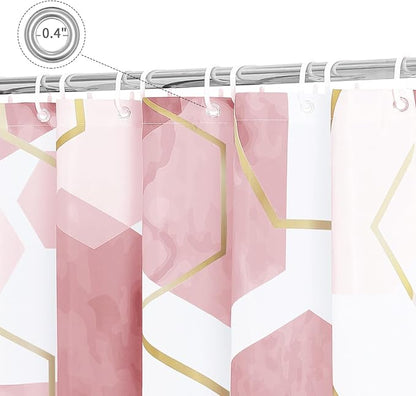 Litabel Modern Small Stall Shower Curtain for Bathroom, Pink Geometric Art Decor Waterproof Bath Curtain, Abstract Fabric Shower Curtain Sets for Home Decor, 36" W x 72" L Inch