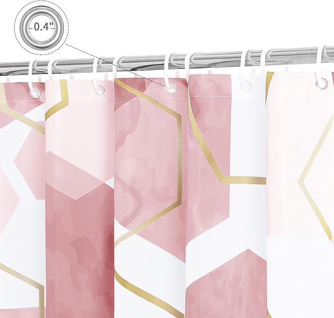 Litabel Pink Modern Shower Curtain for Bathroom, Geometric Art Decor Waterproof Bath Curtain, Abstract Fabric Shower Curtain Sets for Home Decor, 72x72 Inch