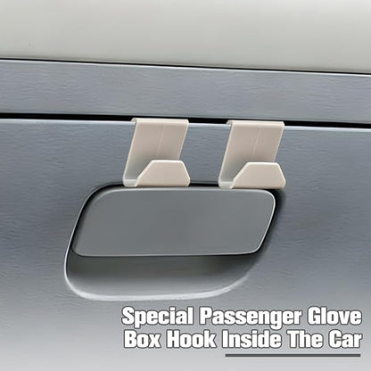 2PCS Car Co-Pilot Glovebox Hooks, Front Passenger Seat Glovebox Storage Hanger for Purse Key Umbrella Cable, Multifunctional Glove Compartment Holder Organizer Hook, Universal Fit (Beige)