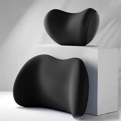 Ergonomic Car Seat Headrest & Lumbar Cushion, Ergonomic Car Seat Headrest Neck Rest Cushion Lumbar Support Pillow (Black)