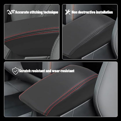 Center Console Cover Compatible with 2025 Subaru Forester Armrest Box Cover Car Interior Accessories Arm Rest Cushion Pad Waterproof Anti Slip Stain Resistant Black Stitching