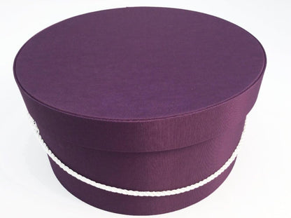 Sarah's Hat Boxes Classic Amethyst Hat Box – 16.75" x 8.5" (Dia. x Ht.) Handmade in USA – Odorless Non-Toxic Adhesive, Cording Handle – Premium Storage for Hats & Accessories