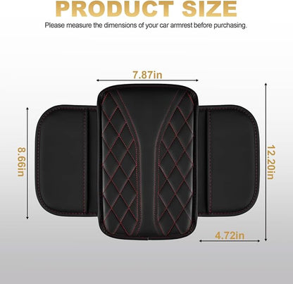 Center Console Cover Fit for 4Runner Scratch & Wear Resistant Waterproof Middle Console Cover with 2 Storage Bags(Black&Redline)