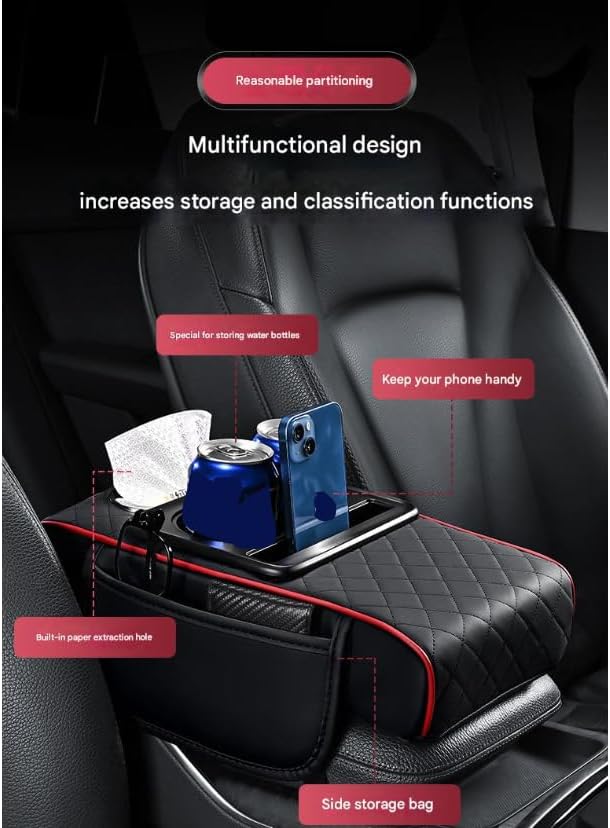 Car Armrests Covers for Audi A6 1995–2025, Center Console Cover Armrest Cushion Middle Console Protector Armrest Mat Interior Accessories,E