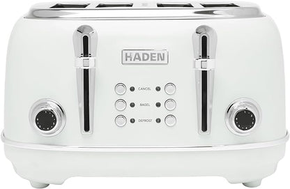 HADEN Heritage Toaster with Extra Wide Slots, Ivory & Chrome