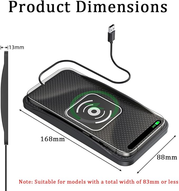 Wireless Car Charger Pad for Ford F150 2000-2025, Type-C/USB 20W Car Wireless Charger Non-Slip Phone Charging Pad Car Accessories,B 30cm Cable USB Plug