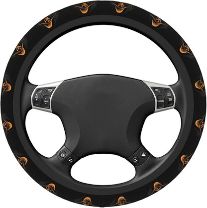 Funny Skeleton Skull Pumpkin Steering Wheel Cover Men, Comfortable Elastic Steering Car Wheel Cover Fit 15 inches Universal Accessories Suvs Trucks Decor