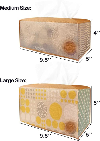 Tissue Box Holder Rectangular Leather – with Bottom Belt [JESMINI, Black] Modern Long PU Leather Rectangle Tissue Box Cover Holder Decorative for Bathroom Vanity Countertop/Night Stands/Office Desk
