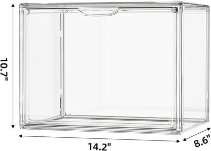 Purse Organizer for Closet, Handbag Storage Organizer Stackable Display Box with Magnetic Door, Acrylic Display Case for Collectibles, Closet Storage Bins for Figures, Wallet, Dolls