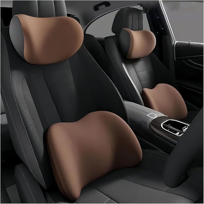 Car Lumbar Support Pillow and Car Neck Pillow Kit for Lexus is ES GS LS UX NX RX GX LX RC LC RX F Sport, Car Seat Neck Back Rest Pillows, Ergonomic Car Seat Headrest & Lumbar Cushion