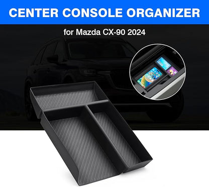 Autorder Center Console Organizer for 2024-2026 Mazda CX-90 CX90 CX-70 CX70 Accessories Armrest Storage Box Secondary Insert Tray with Anti-Slip Mat
