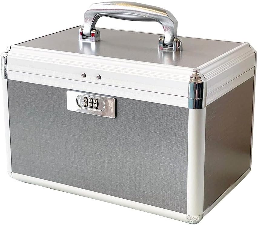 Medicine Storage Lock Box with Code Medium Grey Medication Combination Lock Case