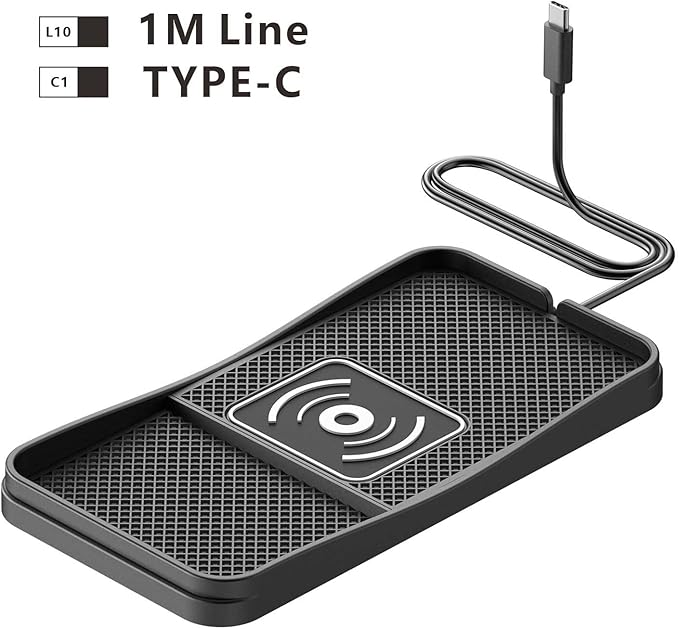 Car Wireless Charger Pad for Kia Rio Soul 2001-2025, Fast Car Wireless Charging Pad for Car Center Console, Non Slip Charging Mat,1M-Type C