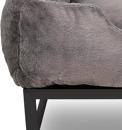FUZI Elevated Dog Bed Medium, Luxury Raised Dog Beds, Removable and Machine Washable Bed Cover, Indoor/Outdoor Orthopedic Pet Bed, Medium 31.75x23.6x18 Dark Grey & Black Base