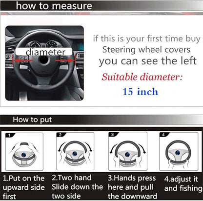 Steering Wheel Cover for Women Leather Universal Steering Wheel Cover for Car 15 inch (White)