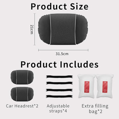 2 Pcs Car Headrest Neck Pillow for Driving,Premium Skin-Feeling Napa Leather Soft and Comfortable Headrest,Two Gears of Height Adjustment Car Seat Headrest Pillow Car Interior Accessories