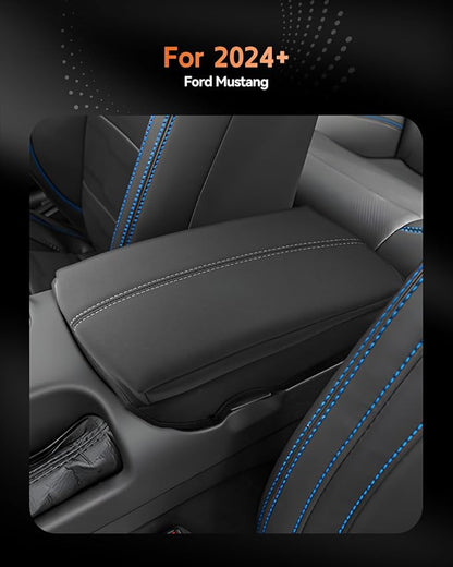 CDEFG for Ford Mustang 2024-2025 2026 Center Console Cover Armrest Box Cover for Mustang 2024 2025 2026 Accessories Console Arm Rest Protector Thickened White Line