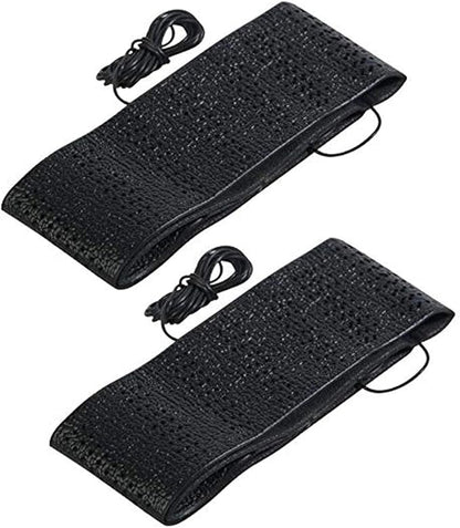 2 Black Lace-On Cover Grip Steering Wheel Stretch Vehicle Auto Classic Accessory, Variable
